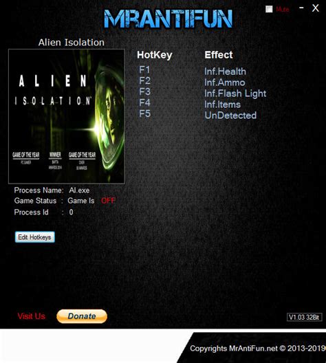 alien isolation trainer